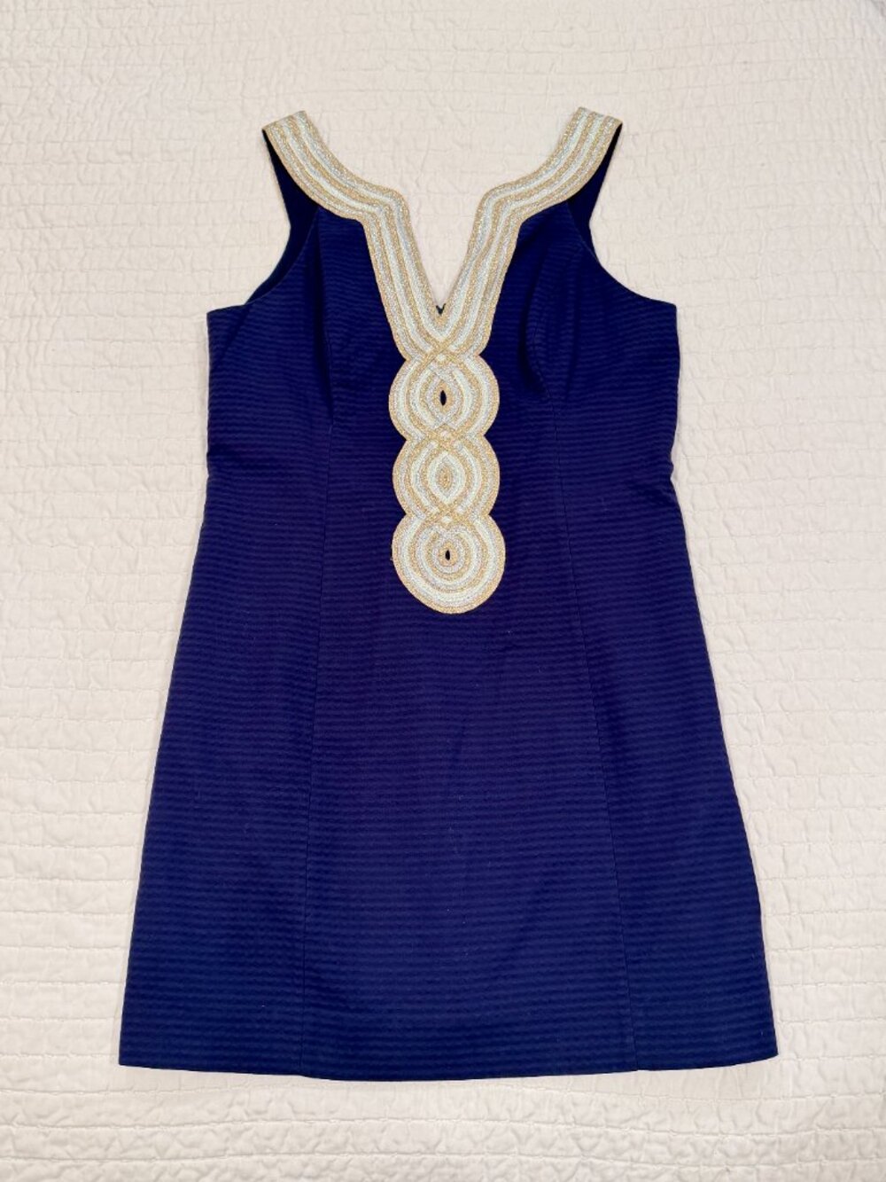 Lilly Pulitzer Valli Navy Soutache Embroidered Shift Dress Size 8